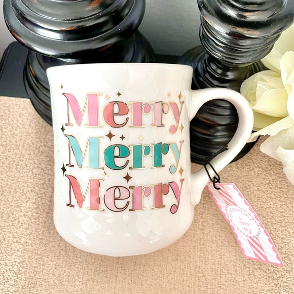NWT Gold Metallic MERRY MERRY MERRY Ceramic Mug - Picture 4 of 8